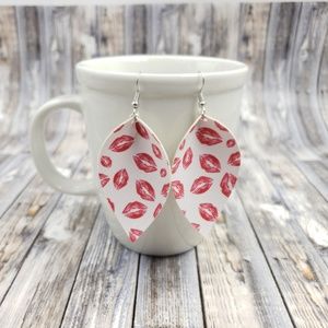 Red Lips Valentine's Day Faux Leather Earrings